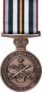 Anniversary of National Service 1951- 1972 Medal